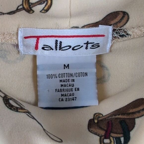 Talbot's Cotton Equestrian Print Turtleneck Vintage Size M - Picture 2 of 10